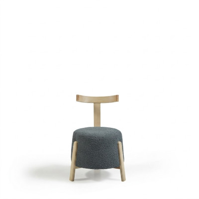 Chair Dining Room Upholstered Chair Lounge Textile Seat Armchair Gray New Round