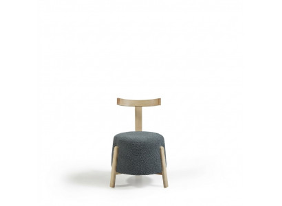 Chair Dining Room Upholstered Chair Lounge Textile Seat Armchair Gray New Round