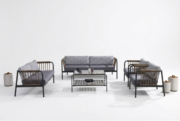 Sofa 3 2 Seater Luxury Three-Seater Armchair Design Furniture Set 5 pcs. Gray New