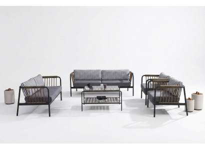 Sofa 3 2 Seater Luxury Three-Seater Armchair Design Furniture Set 5 pcs. Gray New