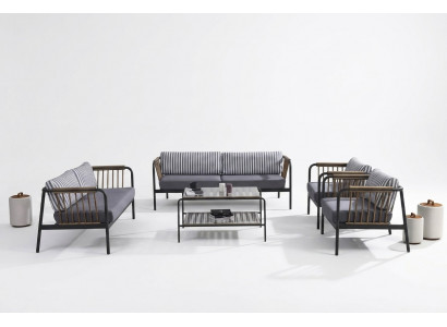 Sofa 3 2 Seater Luxury Three-Seater Armchair Design Furniture Set 5 pcs. Gray New