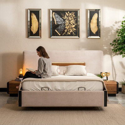 Bed Furniture Design Beds Double Bed Luxury Bedroom Fabric Wood New