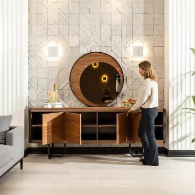 Luxury sideboard mirror wood console group drawers dressers consoles