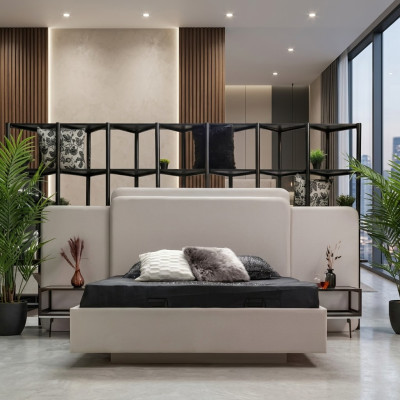Luxury bedroom bed design furniture white double bed wooden new