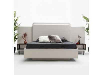 Luxury bedroom bed design furniture white double bed wooden new