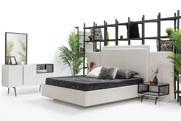 Bedroom bed, 2x nightstands, luxury dresser set design furniture 5-piece set
