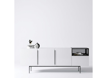 Sideboard Italian Style Furniture Wood Mirror Set 2 pcs. Living Room Cabinets