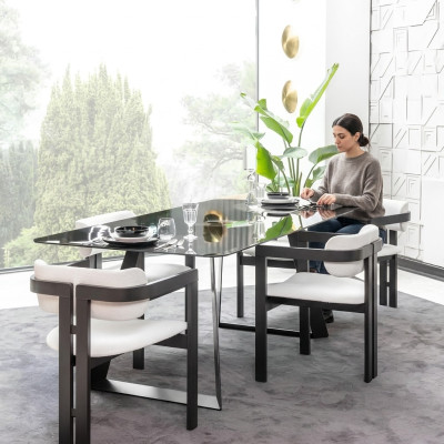 Luxury dining room glass design table dining set dining table with 4 chairs 5-piece set