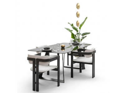 Luxury dining room glass design table dining set dining table with 4 chairs 5-piece set