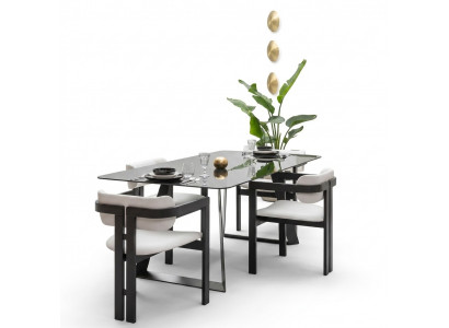 Luxury dining room glass design table dining set dining table with 4 chairs 5-piece set