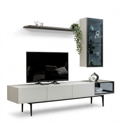 An incomparable TV cabinet and shelves in a minimalist style