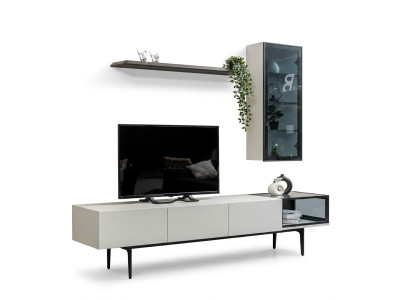 An incomparable TV cabinet and shelves in a minimalist style
