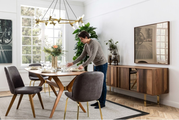 Complete dining set: dining table, 4 chairs, dining room set, dining group, sideboard 7-piece.