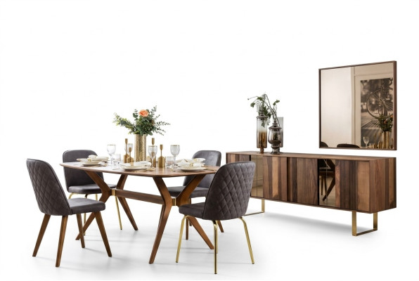 Complete dining set: dining table, 4 chairs, dining room set, dining group, sideboard 7-piece.