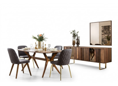 Complete dining set: dining table, 4 chairs, dining room set, dining group, sideboard 7-piece.