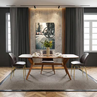 Italian style dining table 4x chairs wood table dining set modern design 5-piece