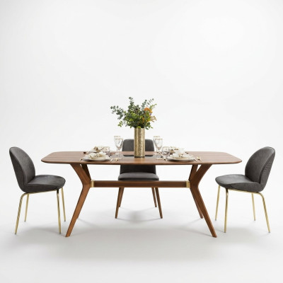 Italian style dining table 4x chairs wood table dining set modern design 5-piece