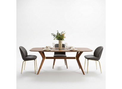 Italian style dining table 4x chairs wood table dining set modern design 5-piece