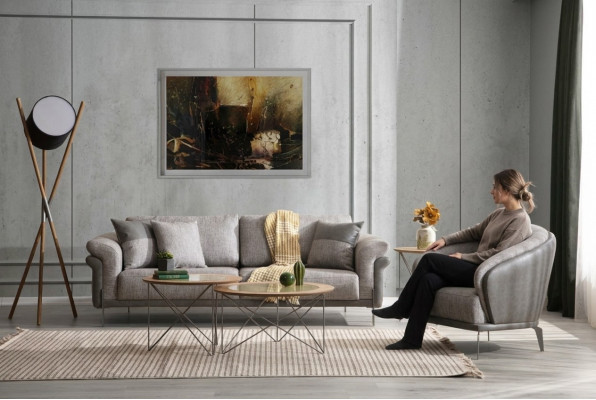 Sofa set 3+1 seater upholstered suite sofas armchair luxury 2x coffee table set