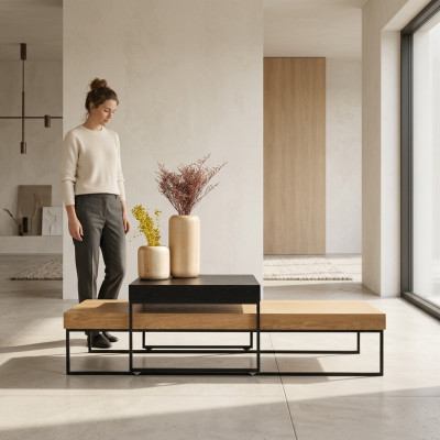 Loft wood coffee table table side table living room table wood table