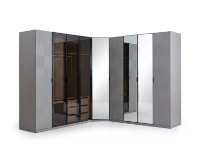 Corner wardrobe closet luxury wood design furniture bedroom gray