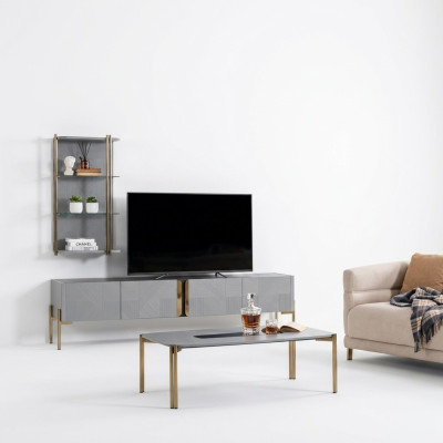 Insanely stylish modern designer living room TV sideboard in ash gray