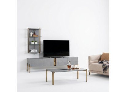 Insanely stylish modern designer living room TV sideboard in ash gray