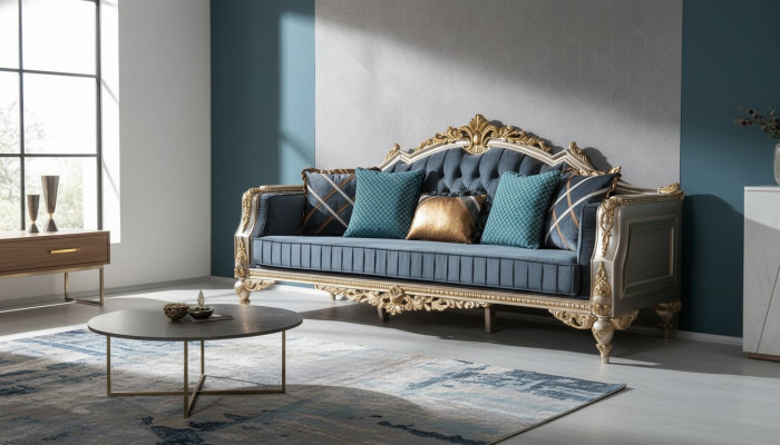 Designer 3-seater sofa in classic style for the living room