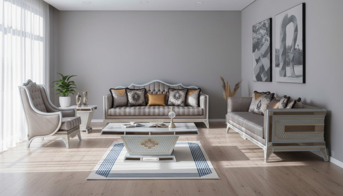 Classic Sofa Set Royal Style Furniture Sofa Couch Set Coffee Table 4-piece Set