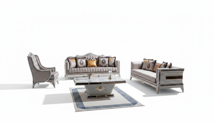 Classic Sofa Set Royal Style Furniture Sofa Couch Set Coffee Table 4-piece Set
