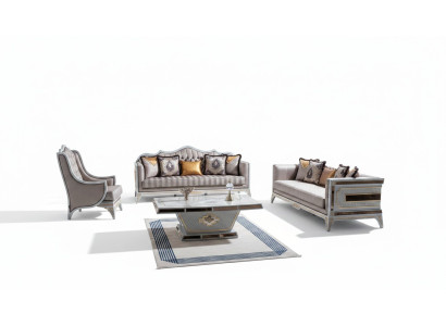 Classic Sofa Set Royal Style Furniture Sofa Couch Set Coffee Table 4-piece Set