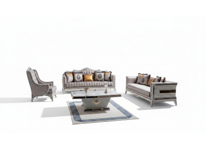 Classic Sofa Set Royal Style Furniture Sofa Couch Set Coffee Table 4-piece Set