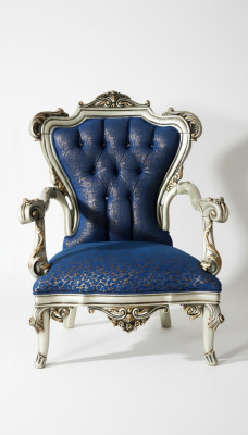 A fabulous armchair in classic style in blue with decorative patterns
