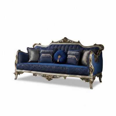 Exquisite classic sofa for the living room with golden patterns