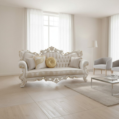 Design Upholstered Seat Couch 3-Seater Sofa Chesterfield Sofas Textile Fabric