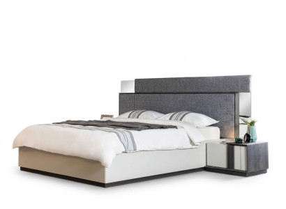 Gray luxury bedroom bed textile furniture bed frame modern wood new