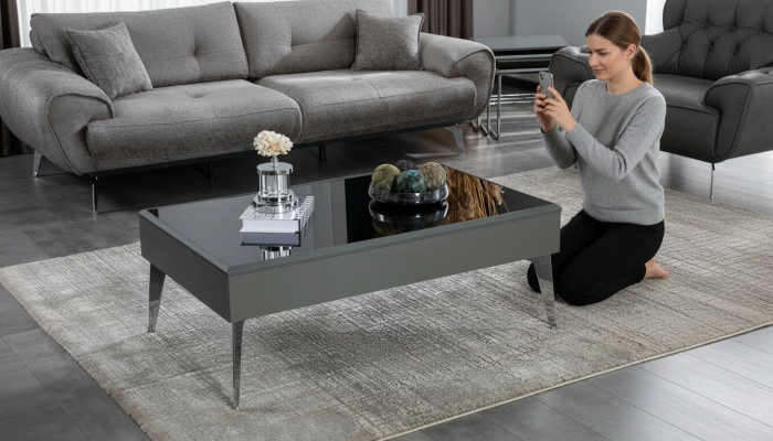 Coffee table living room wood luxury furniture modern color grey new