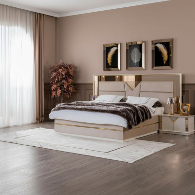 Golden bed double bed bedroom beds furniture designer double bed beige