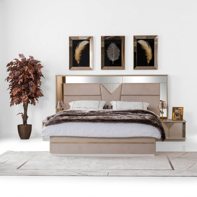 Golden bed double bed bedroom beds furniture designer double bed beige