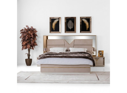 Golden bed double bed bedroom beds furniture designer double bed beige