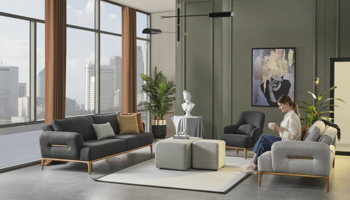 Sofa Set 431 Seat 2x Ottoman Sofa Set 5-piece Luxury Living Room Living