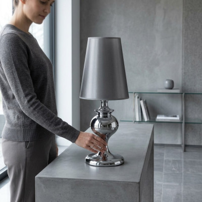 Table lamp reading lamp light bedside lamp grey metal living room