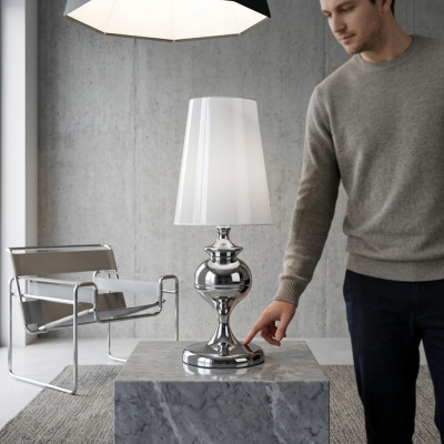 Table lamp design living room table lighting illumination new white luxury