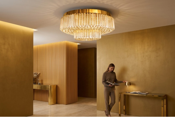 Chandelier Ceiling Light Luxury Round Pendant Lamp Gold Lights