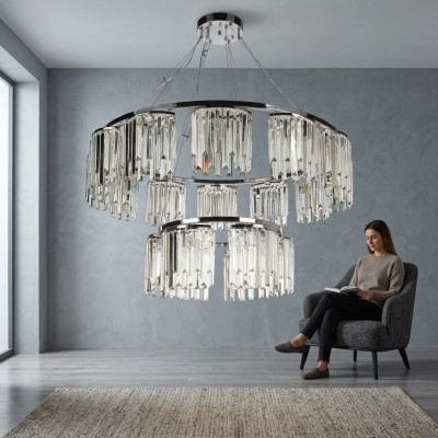 Chandelier Ceiling Light Modern Round Lamp Crystal Design Lighting