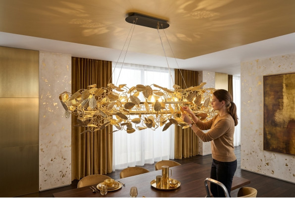 Ceiling lamp gold living room hanging lamp ceiling lamp material bronze