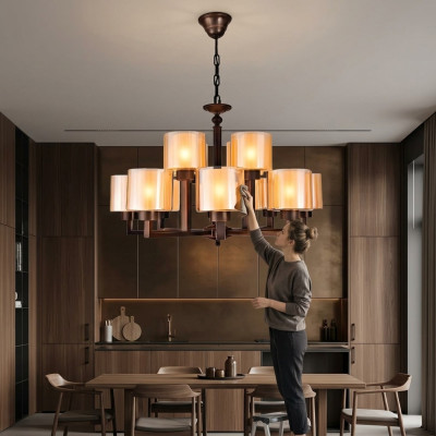 Gold-colored ceiling lamp, beautiful glass chandelier for the living room