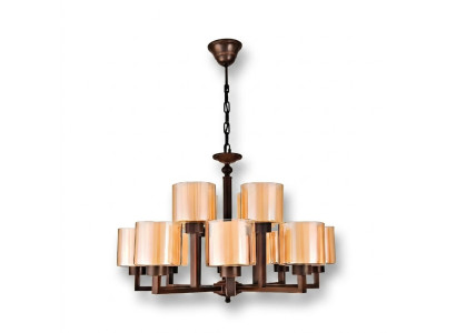 Gold-colored ceiling lamp, beautiful glass chandelier for the living room