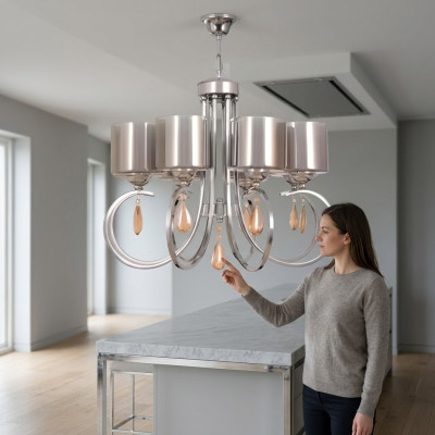 Ceiling lamp beautiful glass lights lamps lamps living room chandelier luxury silver