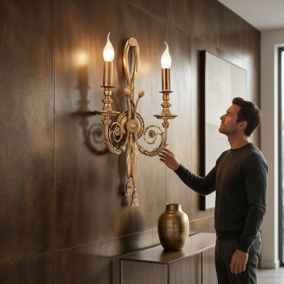 Wall lamp Golden wall light Classic lamp Baroque light Gold
